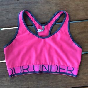 Under Armour Neon Pink and Gray Sports Bra Small No Padding